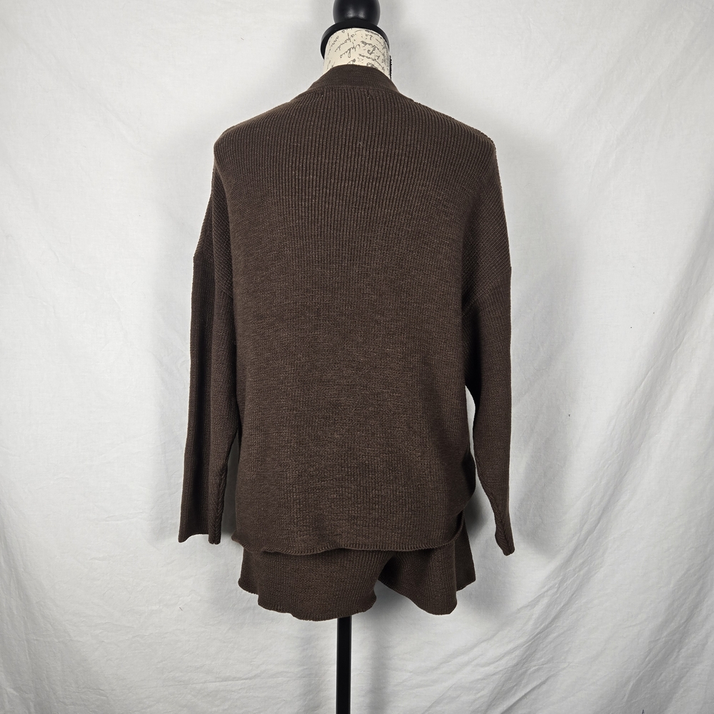 Zenana Two Piece Knit Sweater & Shorts Set - Mocha Brown - Size Small - Picture 4 of 7